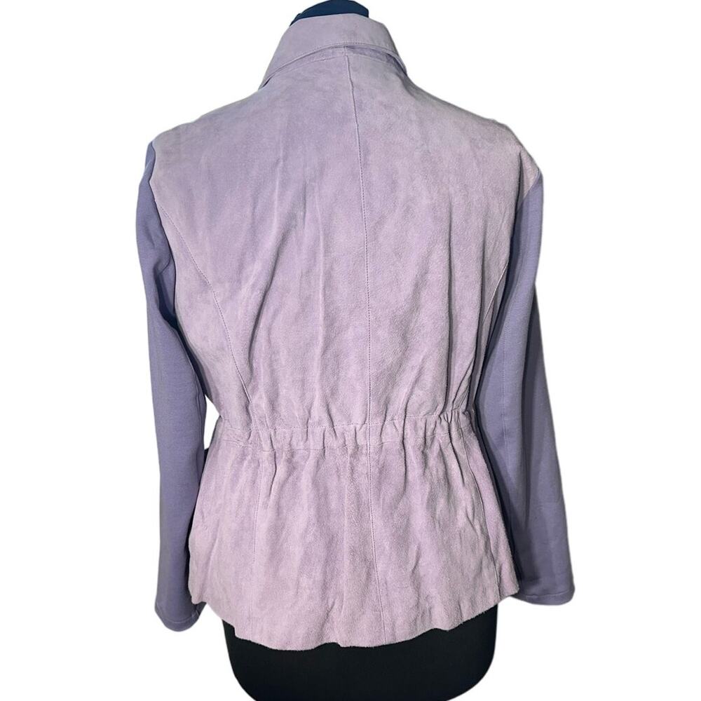 IMAN Lavender Suede Moto Jacket Asymmetrical Zip Mixed Media Large - Picture 4 of 10